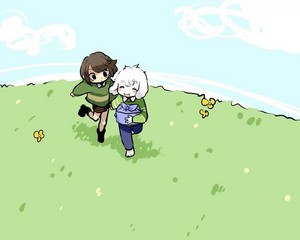  Chara and Asriel Running in a Field