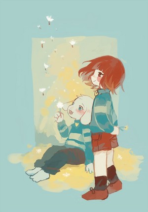  Chara and Asriel with Dandelions