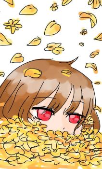  Chara in a pile of Golden Blumen