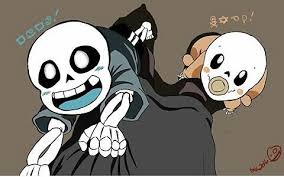  Little Sans and little Papyrus greeting Gaster