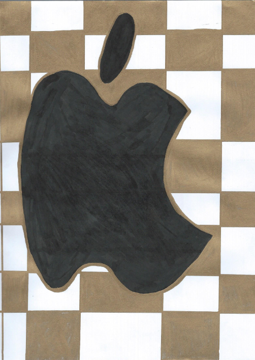 My drawing of the Apple logo in black with a gold and white checkered  background - HelloVictoriaG Photo (40741745) - Fanpop