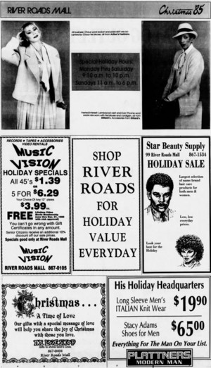 River Roads Mall Christmas '85 ad 