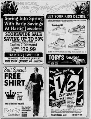  River Roads Mall Spring Savings ad (1989)