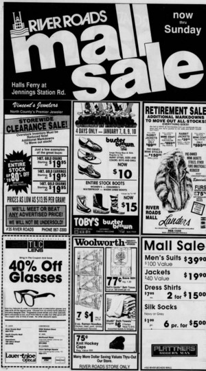  River Roads Mall sale ad (1988)