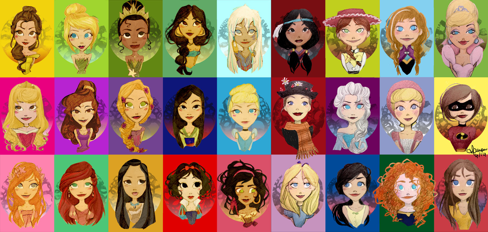 Disney x Pixar Females profiles.