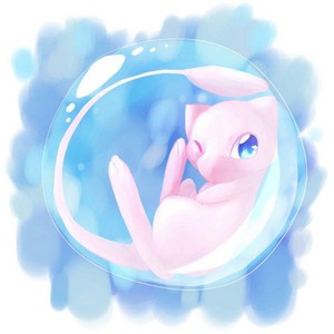 Mew Relaxing inside of a Bubble