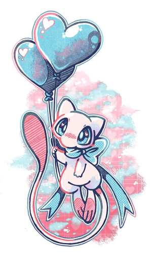  Mew with 심장 Balloons
