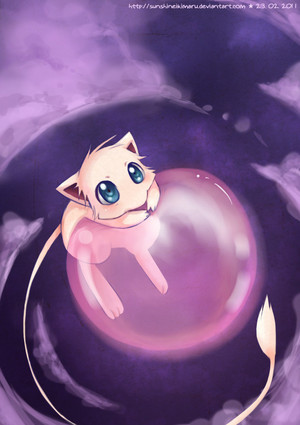  Mew with a kulay-rosas Bubble