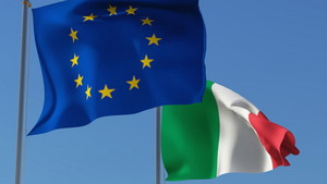  Italy and EU waving flags