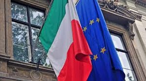  Italy and EU waving flags