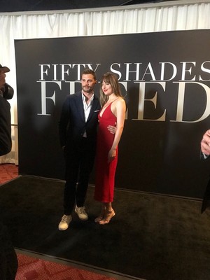  Jamie and Dakota Fifty Shades Freed L.A premiere with director James Foley