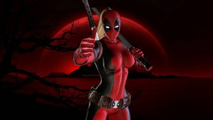  Lady Deadpool karatasi la kupamba ukuta - Red