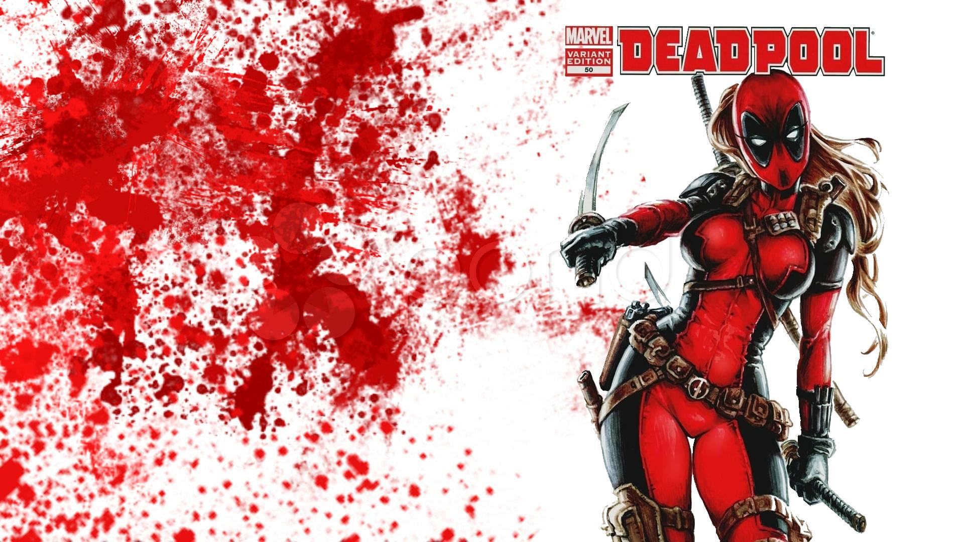 Lady  Deadpool Wallpaper - Blood Splatter