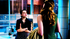  Lena Luthor doing the arm squeeze thing