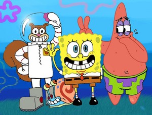 Spongebob, Patrick, Sandy and Gary