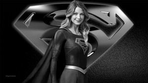  Supergirl karatasi la kupamba ukuta - Black White 1