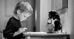  A Little Boy And His Kitty