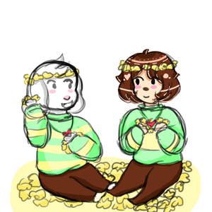  Asriel and Chara making پھول Crowns