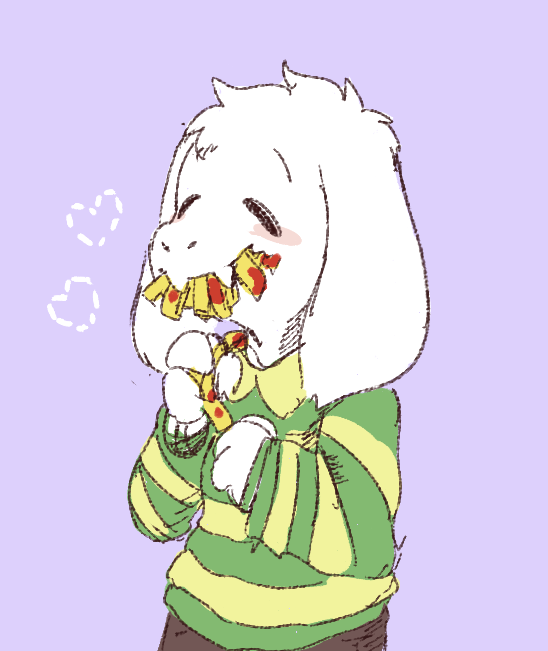 Asriel enjoying some French Fries