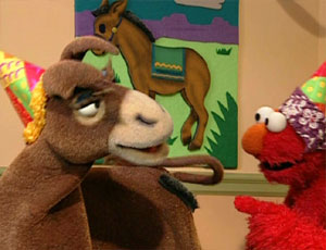  Elmo Playing Pin the Tail on the Donkey (Elmo's World)