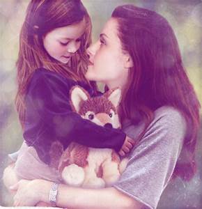 Renesmee and Bella with a stuffed wolf Jacob