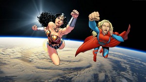  Wonder Woman & Supergirl wallpaper - In o espaço