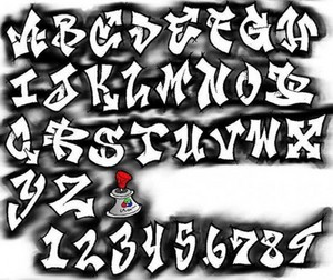 Black and White of Graffiti Letters A Z 570x479