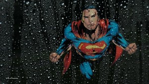 Superman Wallpaper Thru Wet Glass