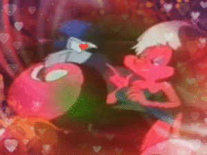 Johnny Pew and Bimbette Skunk in love