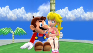 Mario and persik in Sunshine Isles pantai MMD 1