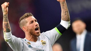  Sergio Ramos at the celebration of Real Madrid's 13th UEFA Champions League