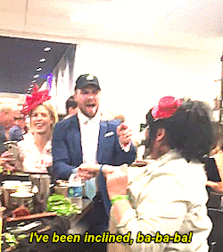 Stephen and Emily sing to a fan named Caroline at the Kentucky Derby 