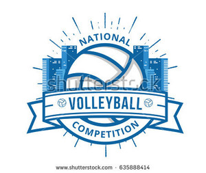 stock vector modern volleyball logo urban cityscape volleyball badge 635888414
