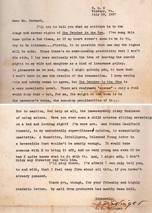  Letter Written kwa J.D. Salinger