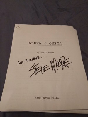  Alpha and Omega original script (front page) written por Steve Moore.