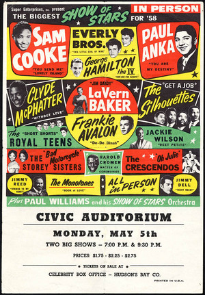  Biggest tampil Of Stars 1958 Tour Poster