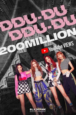  Black 粉, 粉色 become the fastest K-Pop group to reach 200 million MV 查看 with 'DDU-DU DDU-DU'