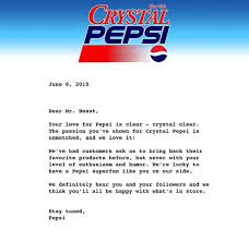  Letter Pertaining To Crystal Pepsi