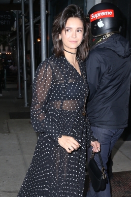  Nina Dobrev arriving at Dior Backstage Collection रात का खाना in New York