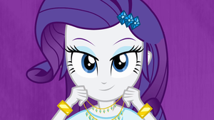 Rarity putting on a necklace EG