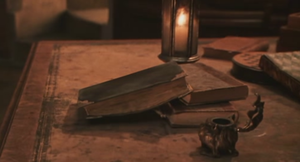  Tom Riddles diary on the টেবিল