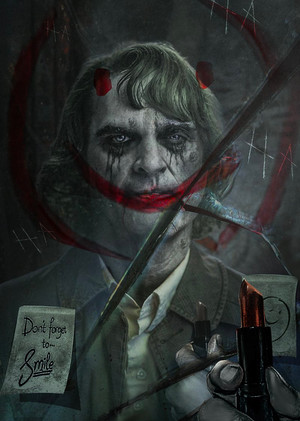  'Don't Forget to :)' - Joaquin Phoenix as The Joker - fan Art por BossLogic
