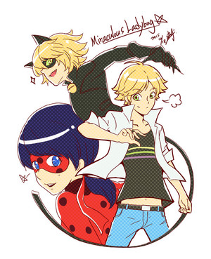  Chat Noir, Ladybug and Adrien