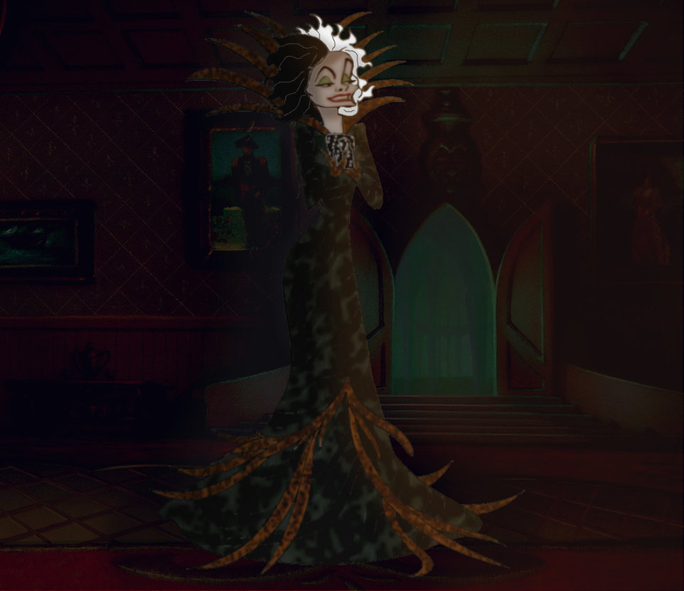 Cruella De Vil's Reptile-Skinned Feather Outfit