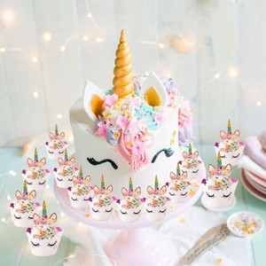  Cute Unicorn Cake Topper roze Unicorn Party
