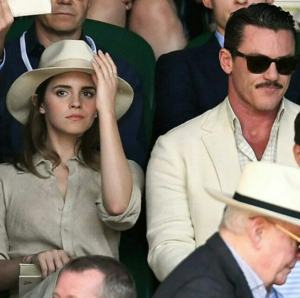  Emma Watson at Wimbledon in Londres with Luke Evans [July 15, 2018]