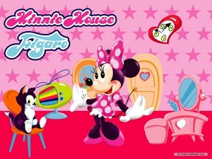  Minnie マウス and Figaro 壁紙