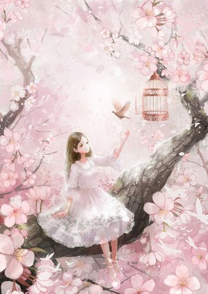 Pretty Cherry Blossom Anime Girl