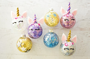  diy glitter unicorn ornaments