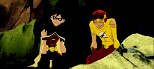  Robin Kid Flash high five, despite their injuries!
